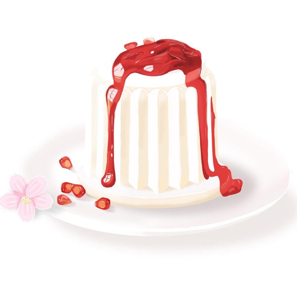 美味草莓慕斯蛋糕装饰元素