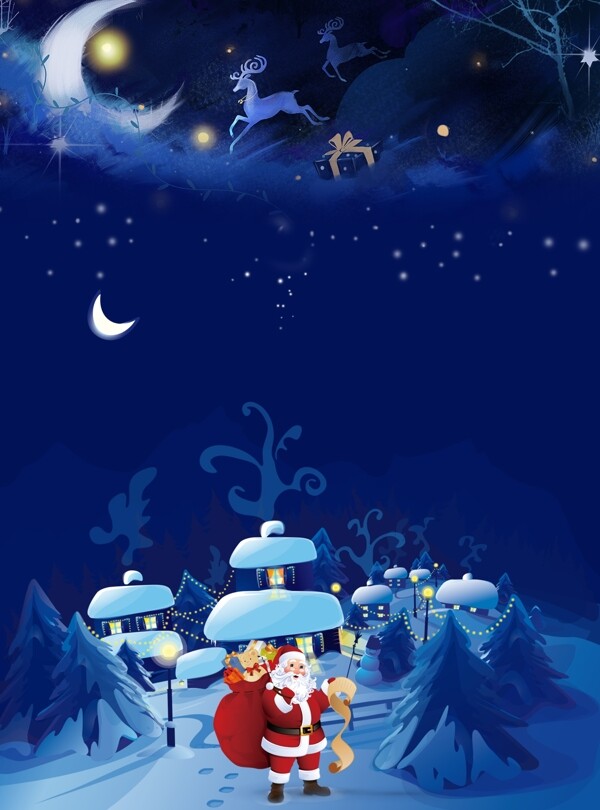 蓝色卡通圣诞节背景