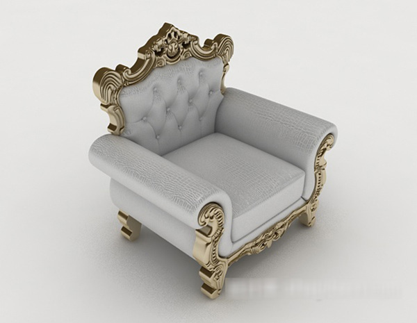 欧式复古灰色单人沙发3d模型下载