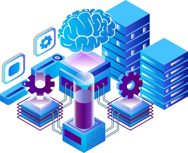 商用矢量2.5D科技感齿脑素材