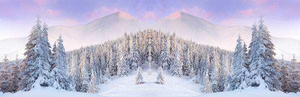 紫色梦幻雪景背景banner