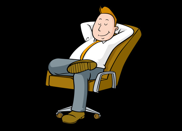 卡通老板休闲坐在老板椅png元素