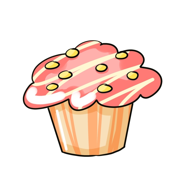 粉色纸杯蛋糕插画