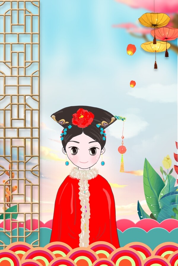 宫廷皇后娘娘中国风海报