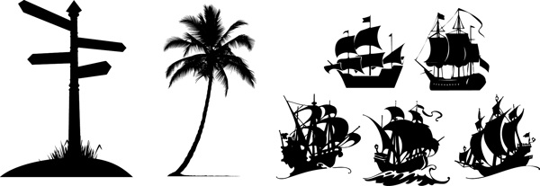 道路标志椰子树航海图标素材