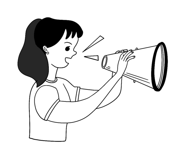 卡通拿喇叭的女孩插画