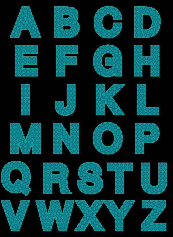 英文字母传统古朴印花字体套图