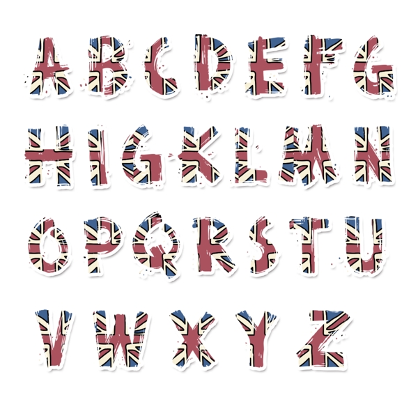 26英文字母手绘星条旗卡通艺术字