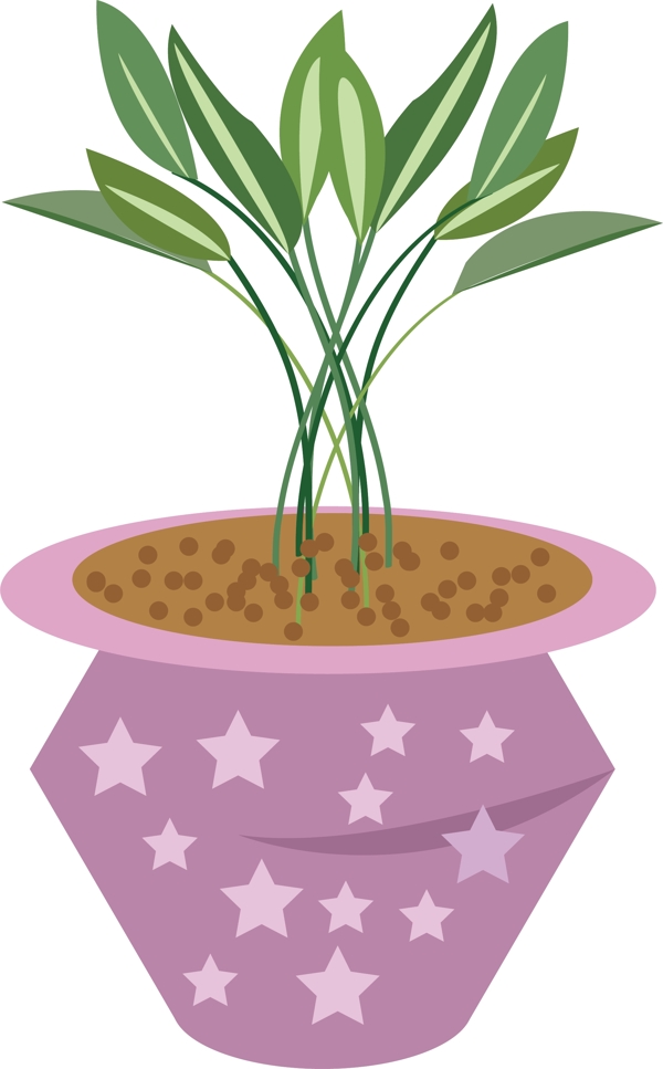 粉色植物盆栽插画