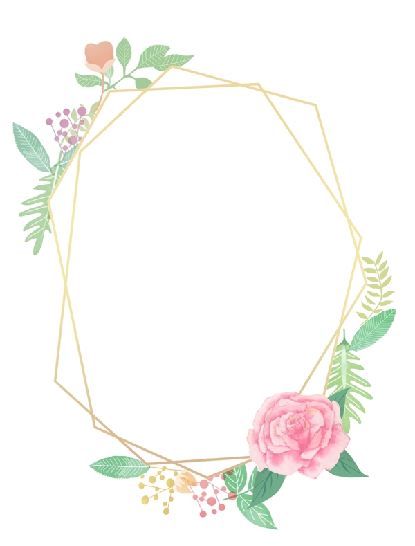 手绘婚礼花朵边框