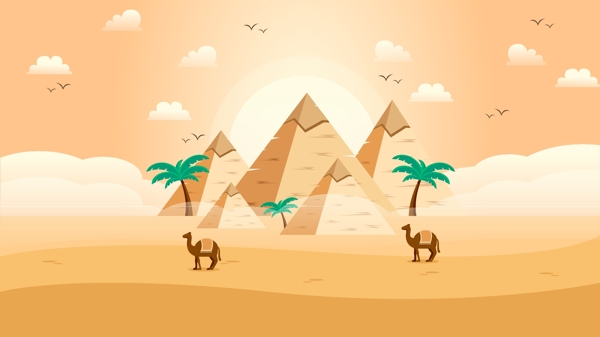 世界旅游日旅游风景古埃及金字塔矢量插画