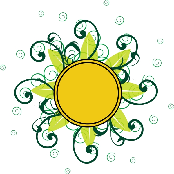 矢量素材绿色太阳花纹