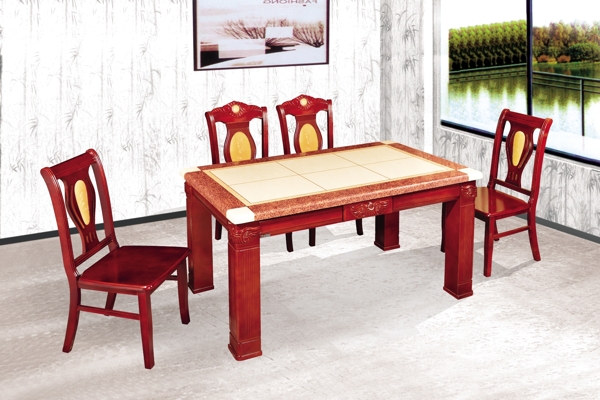 红色大理石餐桌图片