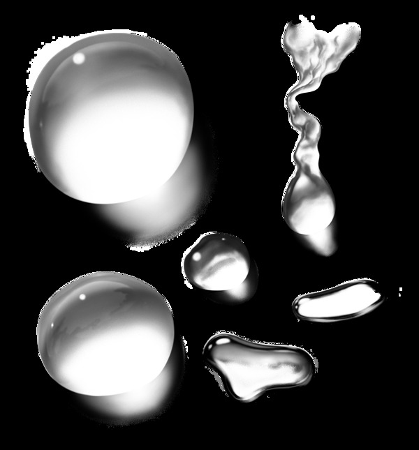 不同形状水滴免抠png透明图层素材