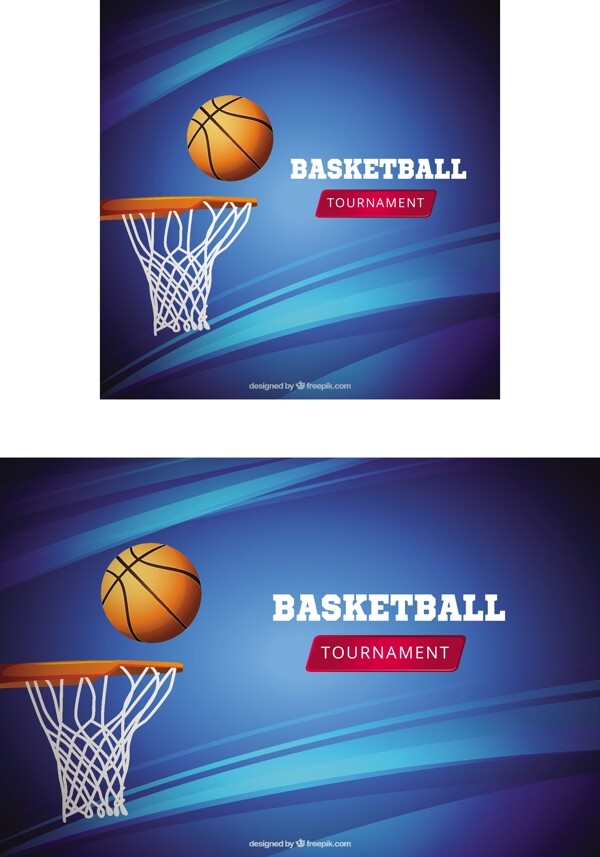篮球和篮网蓝色背景