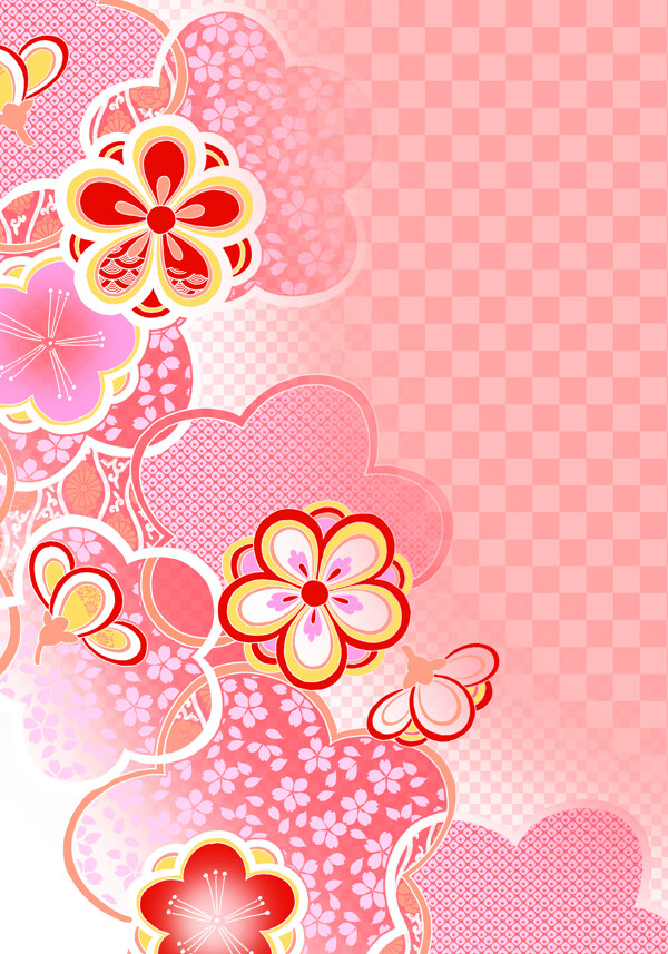 飘浮花儿粉色红色花底纹花纹素材