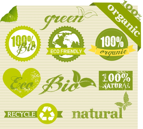 绿色环保生态标签贴纸图片