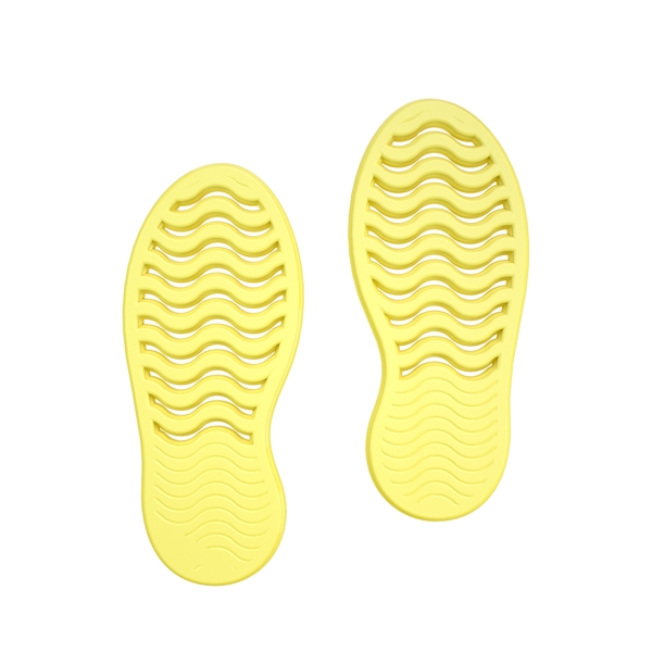 C4D柔黄色立体脚印装饰