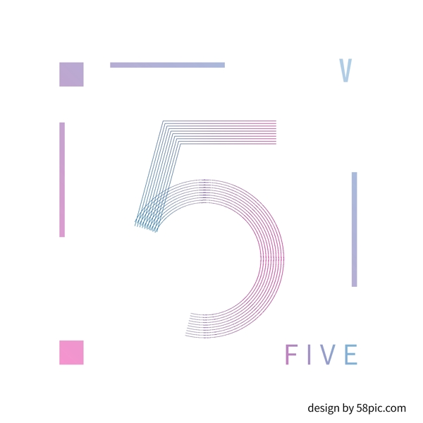 5数字唯美渐变艺术字体