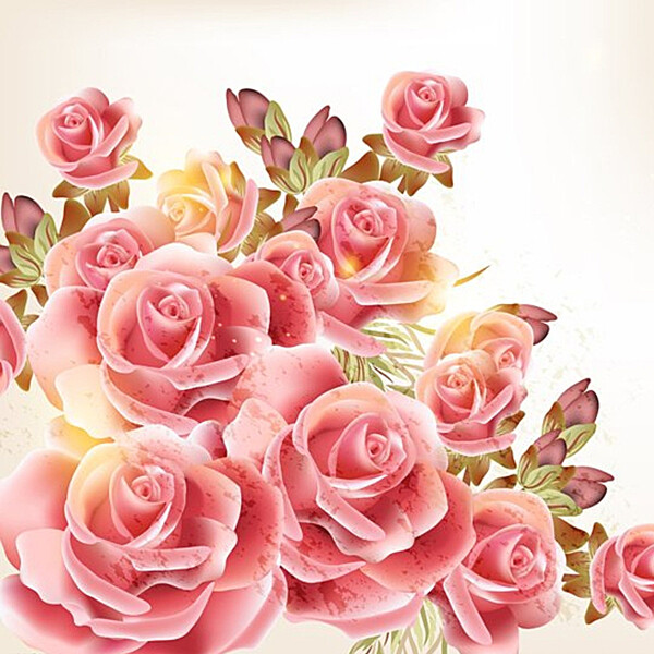 唯美粉色玫瑰花朵矢量图片