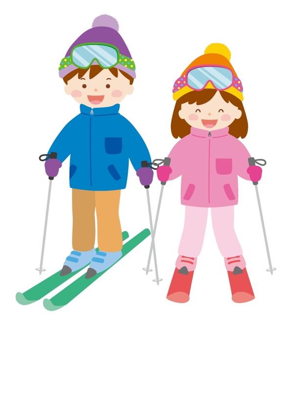 冬天冬季系列卡通滑雪