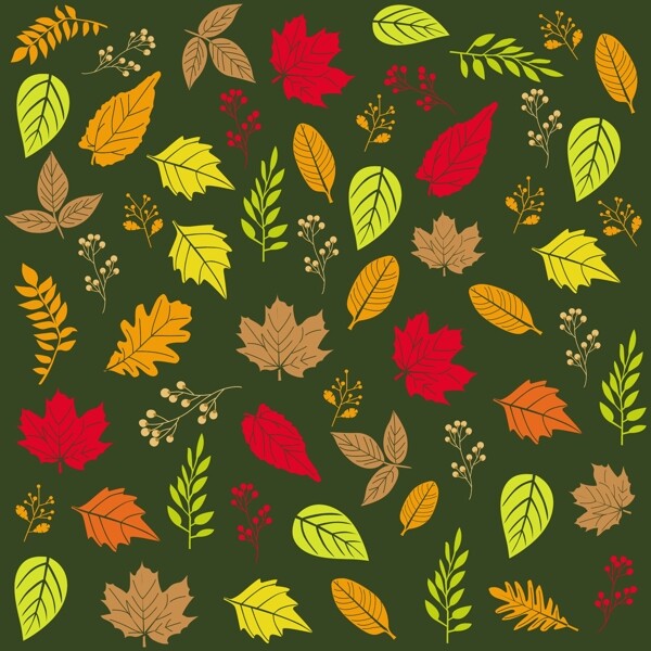 秋季彩色叶子矢量图