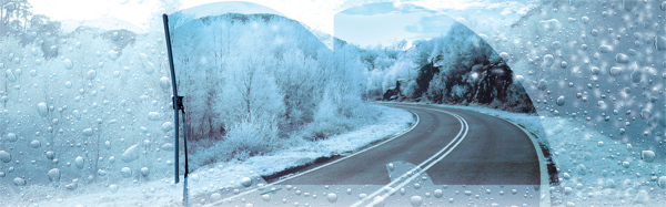 冬季车船外公路雪景背景图