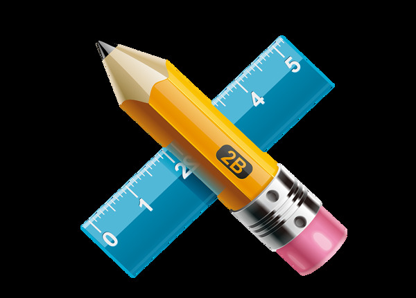矢量考试专用铅笔与尺子