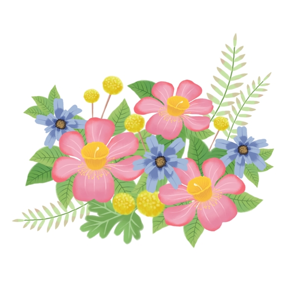 可爱装饰手绘清新唯美卡通花卉植物花束