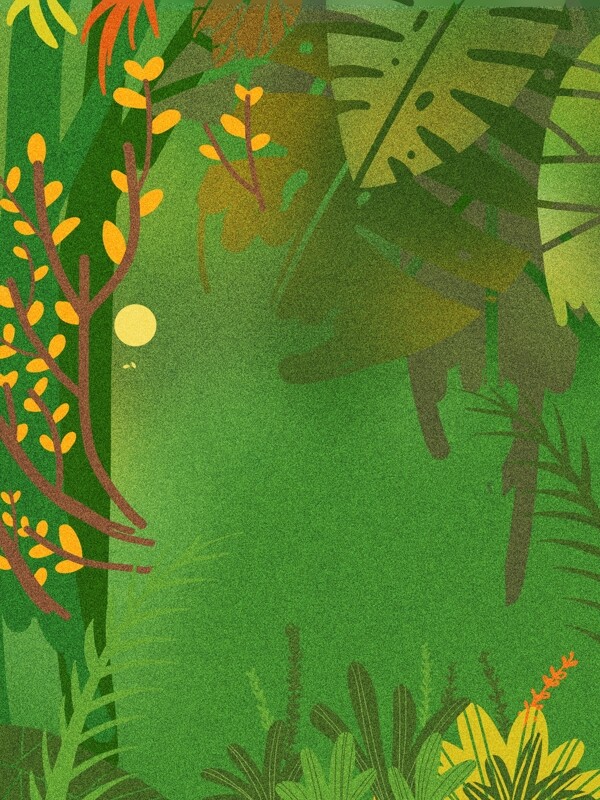 卡通手绘绿色植物风景插画背景