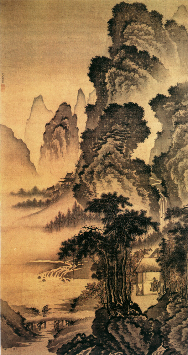 溪堂诗思图山水画中国古画0358