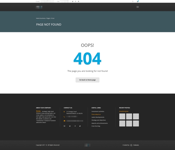 企业电子商务科技网站之404错误提示界面