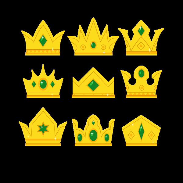 绿钻金色皇冠图标免抠png透明图层素材