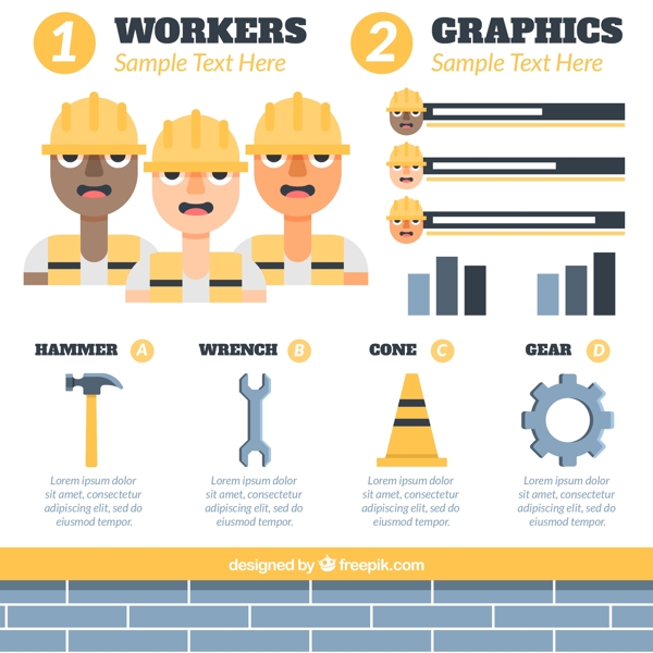 工人和建筑元素的infography