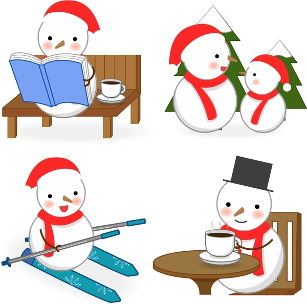 卡通冬季雪人素材