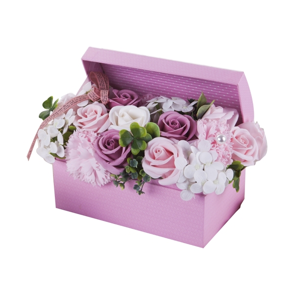 紫色礼盒装的情人节花朵免扣图