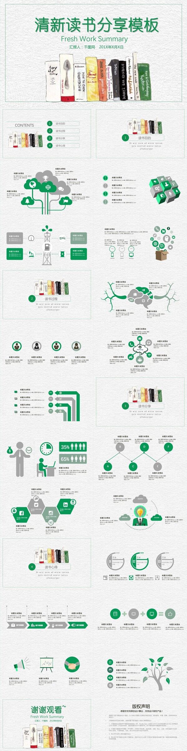 清新读书分享PPT模板