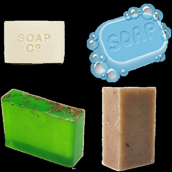 四块不同风格肥皂免抠png透明图层素材