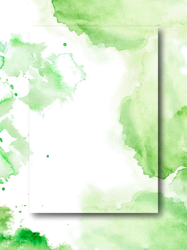 原创绿色小清新简约叠层水彩竖版背景图