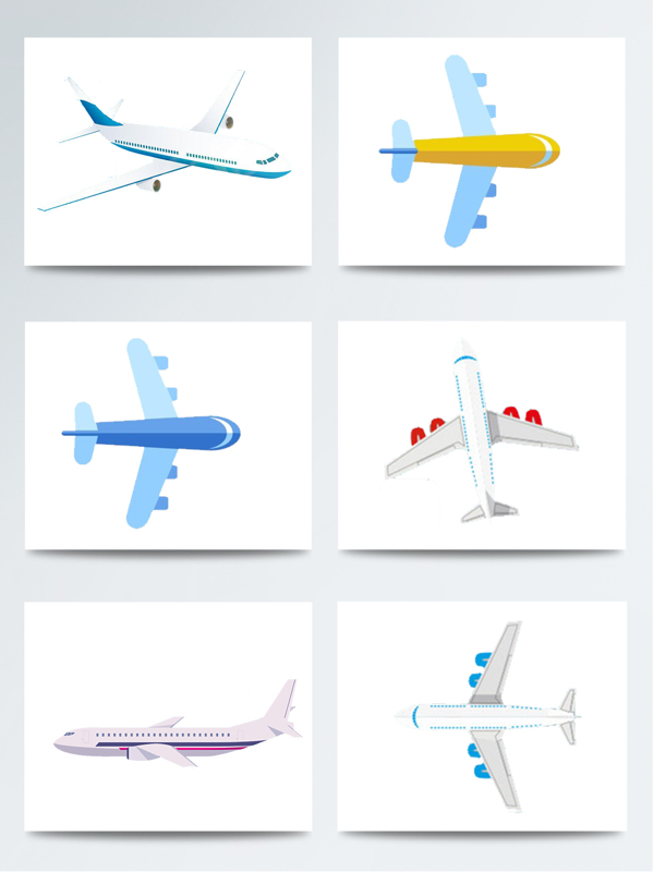 漫画卡通飞机png元素设计客机