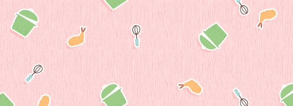手绘粉色纸质食物banner背景素材