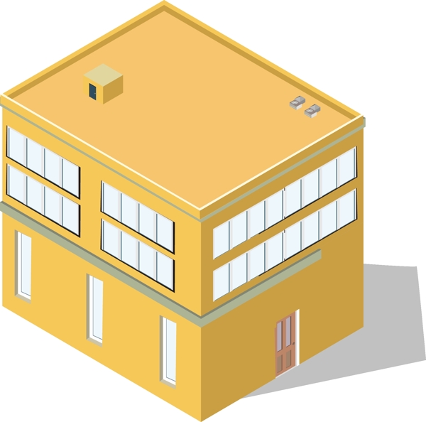 2.5D黄色线性建筑简单AI素材