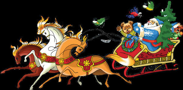 圣诞节麋鹿马车装饰图案