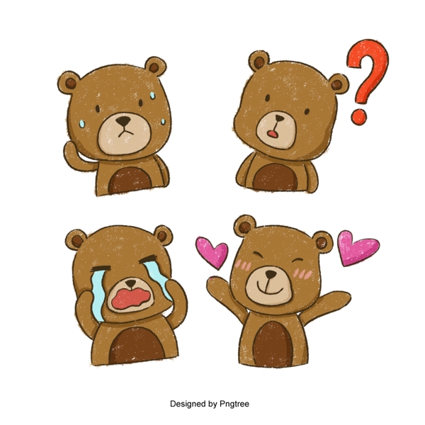卡通可爱熊情绪各异