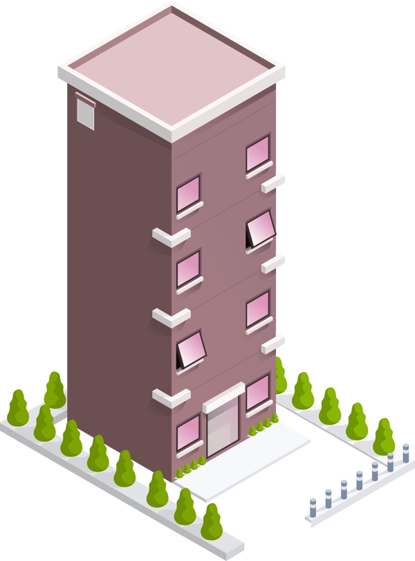 2.5D风格高层建筑元素可商用