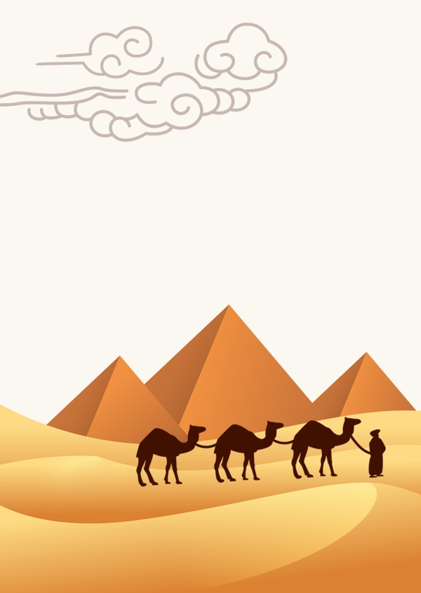 金字塔旁的骆驼队伍图片