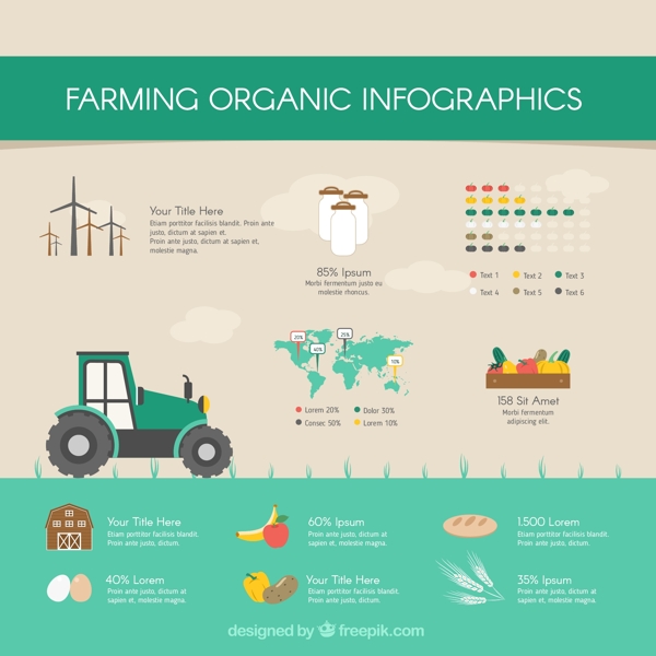 有机infography拖拉机