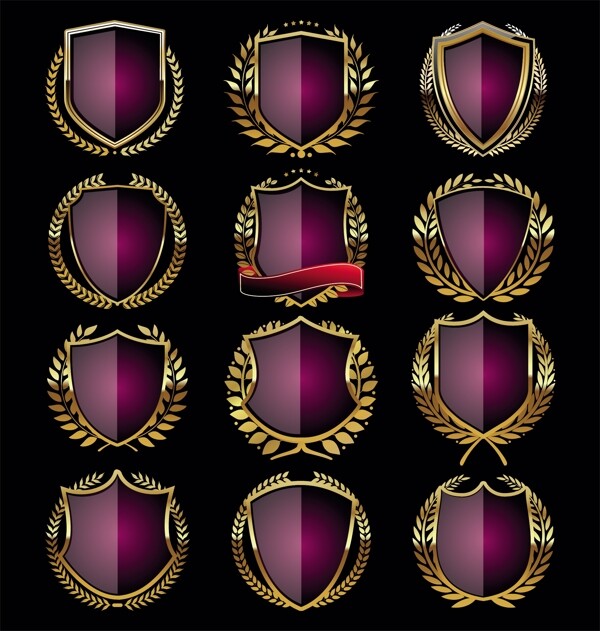 紫色空白桂冠徽章设计