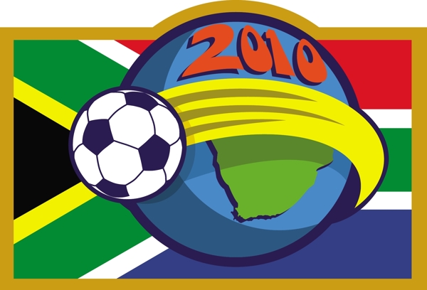 2010世界杯足球球图和南非国旗