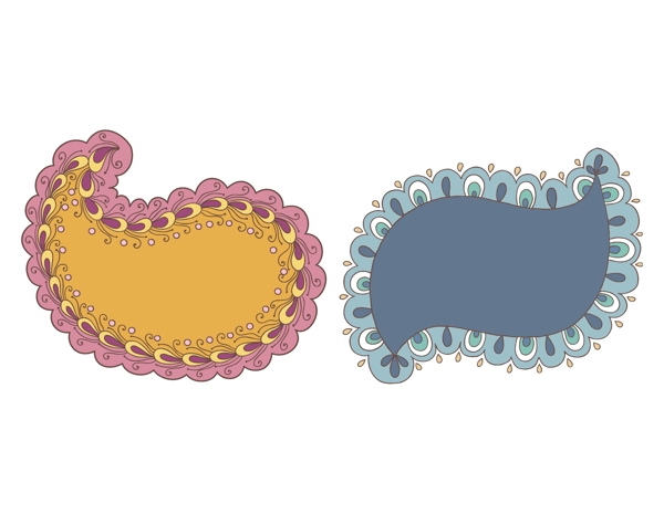 卡通花纹边框元素